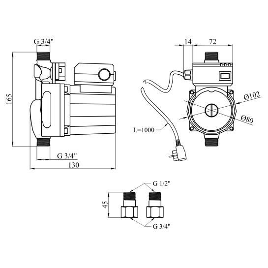 Додаткове фото - Насос для підвищення тиску Agua GRS 12/9W