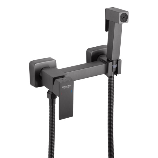 Головне фото - Набір для гігієнічного душу зі змішувачем Kroner KRP Edelstahl Kubus - PVD052