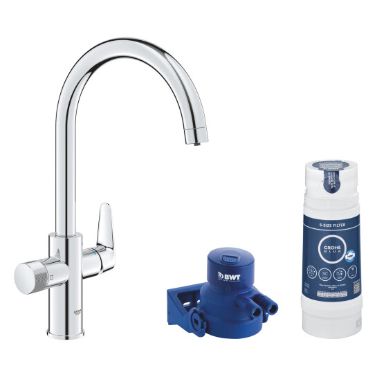 Змішувачі для кухні Змішувач для кухні Grohe Blue Pure StartCurve 30592000 з фільтром Blue S-Size 40404001 та головкою 64508001 (30594040)