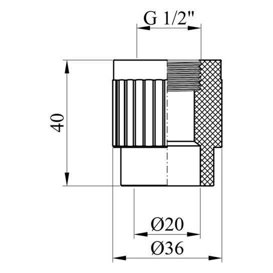 Додаткове фото - Муфта PPR Rozma 20х1/2" РВ