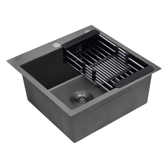 Додаткове фото - Кухонна мийка Kroner KRP Schwarze - 5050HM PVD (3.0/1.0 мм)