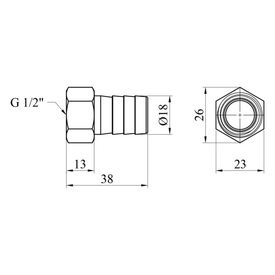 Додаткове фото - Штуцер Karro 1/2" РВ, D=18 мм нікельований KR-820
