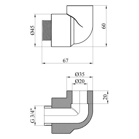 Додаткове фото - Коліно PPR Baux 20х3/4" РЗ