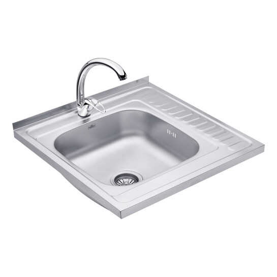 Головне фото - Набір кухонна мийка Kroner KRP Dekor - 6060L (0.6 мм) + змішувач для кухні Agua Leon - C032