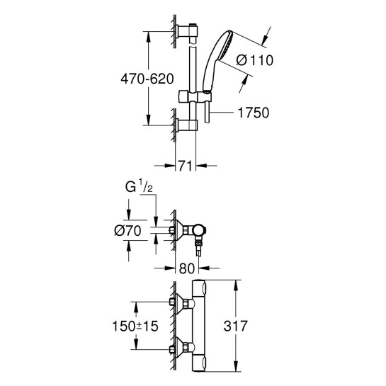 Додаткове фото - Змішувач термостатичний для душу Grohe QuickFix Precision Flow 34800001 