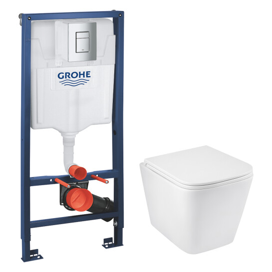 Інсталяції Комплект 4 в 1: Інсталяція Grohe Rapid SL 3 в 1 38772001 + Унітаз безободковий Kroner Eifel WHI493436 RIMLESS з сидінням Slim Duroplast / Soft-close / Quick relase KE493436WHIR (38772001KE493436)