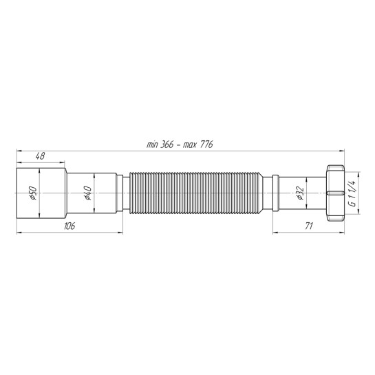 Додаткове фото - Гофра ANIplast 1 1/4"х40/50 мм 410-800 мм K206