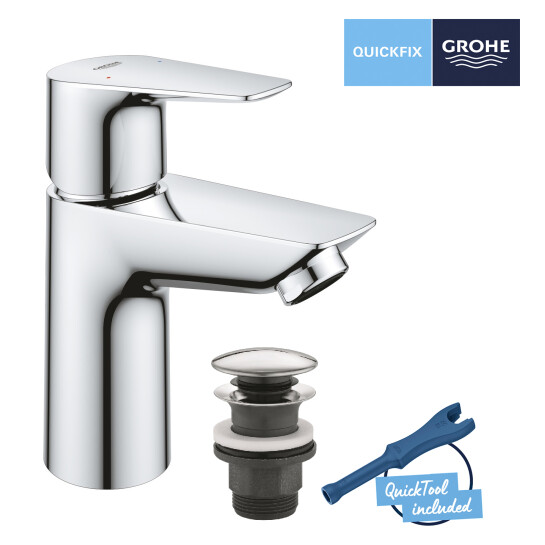 Додаткове фото - Змішувач для раковини Grohe QuickFix Start Edge S-Size 23898001 з донним клапаном