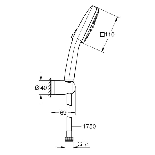 Додаткове фото - Душовий набір Grohe QuickFix Vitalio Comfort 110 26399001