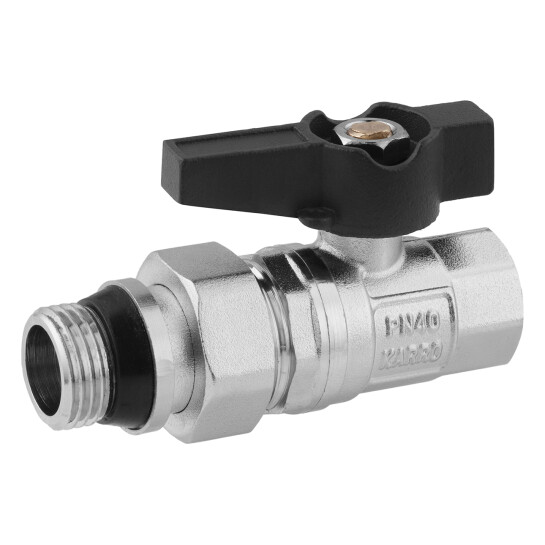 Головне фото - Кран-американка кульовий прямий з антипротіканням Karro "Uno Black" 1/2" ВЗ PN40 метелик