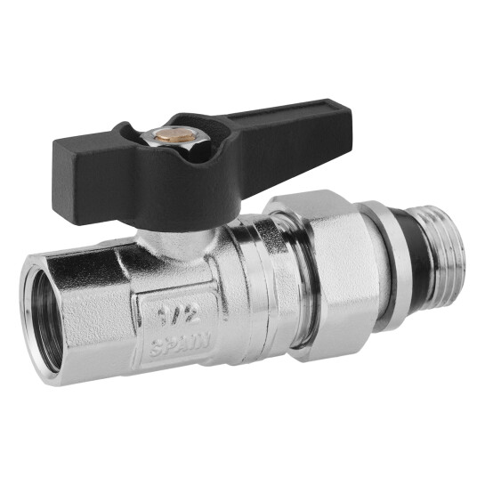 Додаткове фото - Кран-американка кульовий прямий з антипротіканням Karro "Uno Black" 1/2" ВЗ PN40 метелик