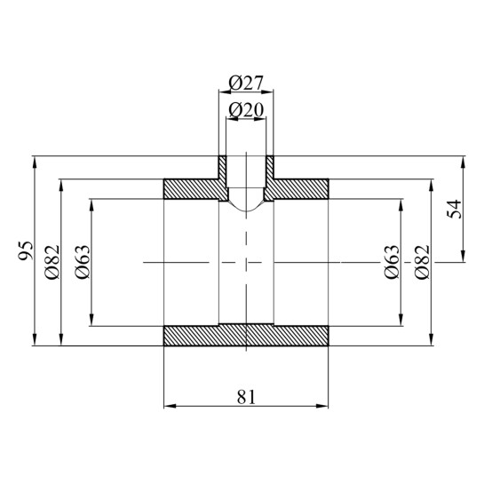 Додаткове фото - Трійник перехідний PPR GrandiTherm 63х20х63 мм