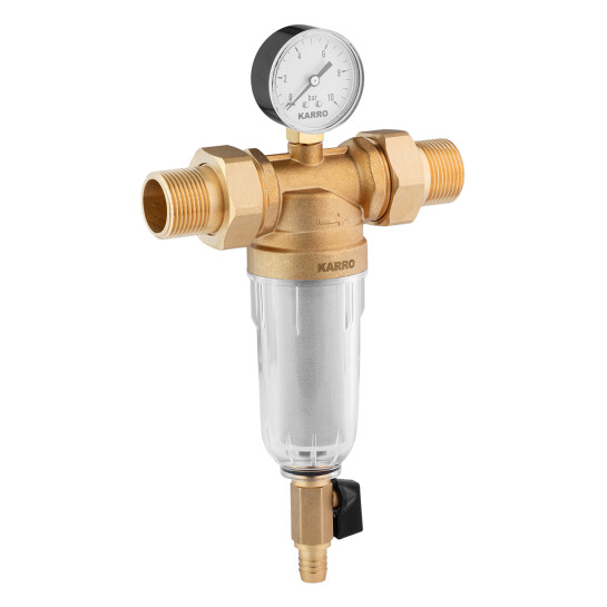 Додаткове фото - Фільтр самоочисний Karro 1" ЗЗ прозорий, латунний KR-88044