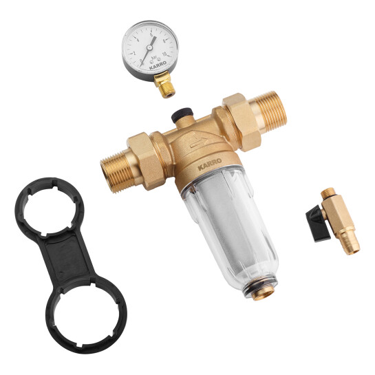 Додаткове фото - Фільтр самоочисний Karro 1" ЗЗ прозорий, латунний KR-88044