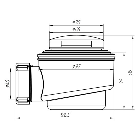 Додаткове фото - Сифон для душового піддона ANIplast 1 1/2"х50/60 мм з системою Сlick-Сlack E410CLGSEU
