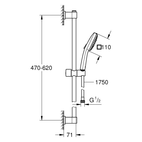 Додаткове фото - Душовий гарнітур Grohe QuickFix Vitalio Comfort 110 26096001