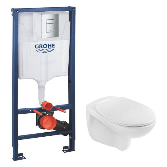 Інсталяції Комплект 4 в 1: Інсталяція Grohe Rapid SL 3 в 1 38772001 + Унітаз безободковий Kroner  A534UF Rimless з сидінням Slim Duroplast / Soft-close / Quick relase (38772A534UF)