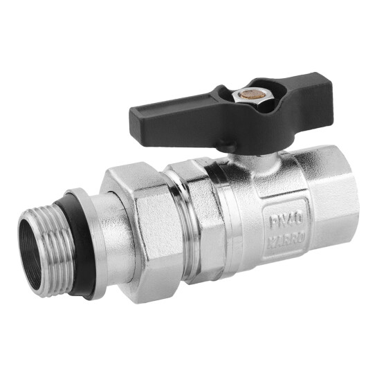 Головне фото - Кран-американка кульовий прямий з антипротіканням Karro "Uno Black" 3/4" ВЗ PN40 метелик