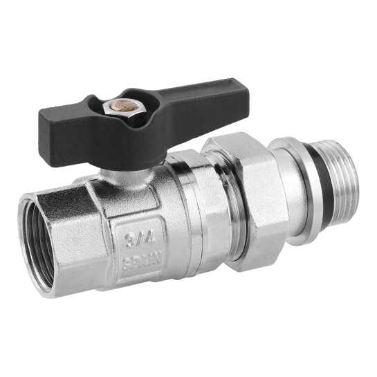 Додаткове фото - Кран-американка кульовий прямий з антипротіканням Karro "Uno Black" 3/4" ВЗ PN40 метелик