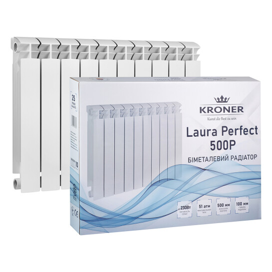 Додаткове фото - Радіатор біметалевий Kroner  Laura Perfect 500P 500х80х100
