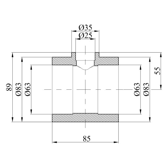 Додаткове фото - Трійник перехідний PPR GrandiTherm 63х25х63 мм