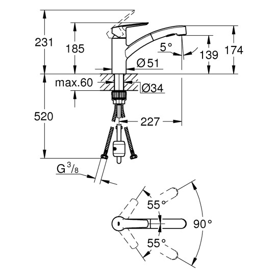 Додаткове фото - Змішувач для кухні Grohe QuickFix Start 30531001