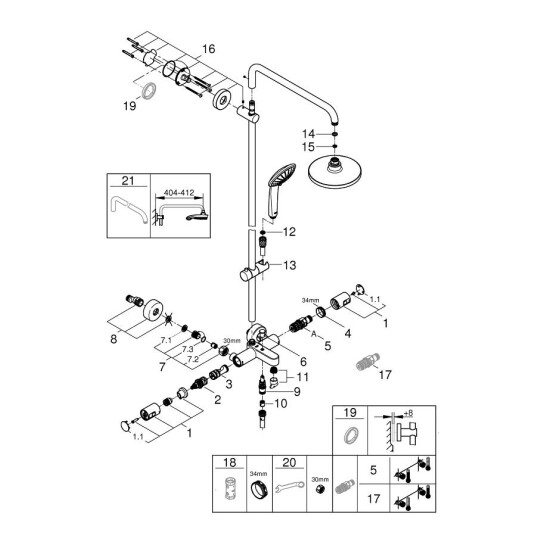 Додаткове фото - Душова система термостатична Grohe QuickFix Vitalio Joy System 260 27860001