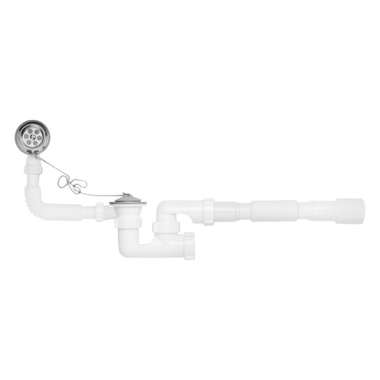 Сифони для ван та душових піддонів Сифон для ванни Kroner KRP - BS03 1 1/2"х40/50 мм з переливом та ревізією