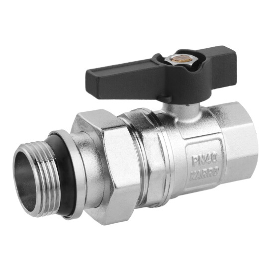 Головне фото - Кран-американка кульовий прямий з антипротіканням Karro "Uno Black" 1" ВЗ PN40 метелик