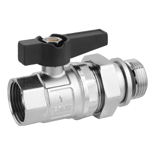 Додаткове фото - Кран-американка кульовий прямий з антипротіканням Karro "Uno Black" 1" ВЗ PN40 метелик