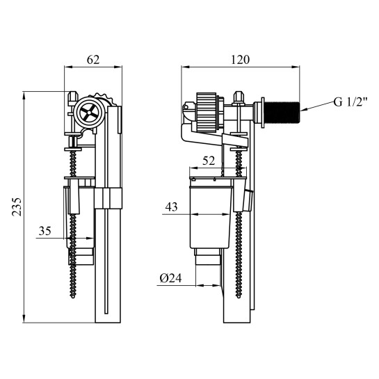 Додаткове фото - Наливний клапан для бачка унітаза NM з боковим підведенням 1/2"