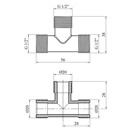 Додаткове фото - Трійник Karro 1/2" ЗЗЗ нікельований KR-3213