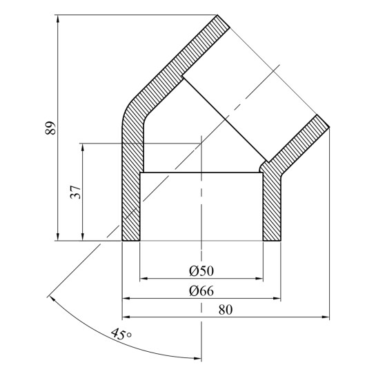 Додаткове фото - Коліно 45° PPR GrandiTherm 50 мм