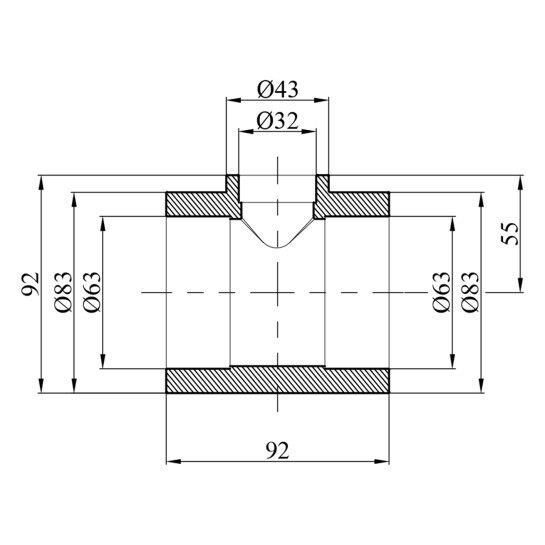 Додаткове фото - Трійник перехідний PPR GrandiTherm 63х32х63 мм