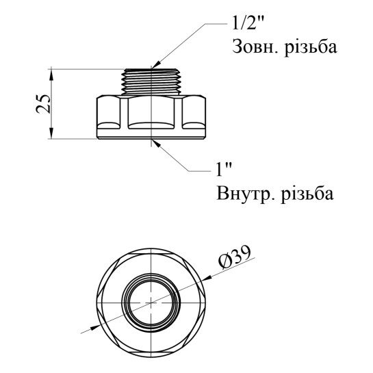 Додаткове фото - Перехід посилений LexLine 1"х1/2" ВЗ латунний УК0602-В