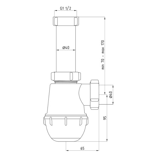 Додаткове фото - Сифон для кухонної мийки ANIplast 1 1/2''х40 мм без випуску A0120EU