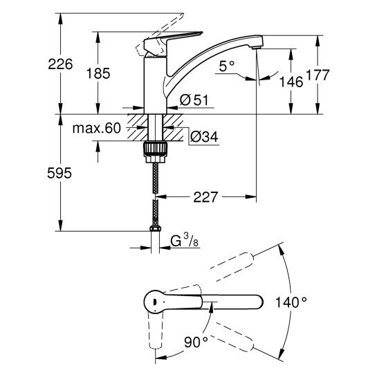 Додаткове фото - Змішувач для кухні Grohe QuickFix Start 31138002