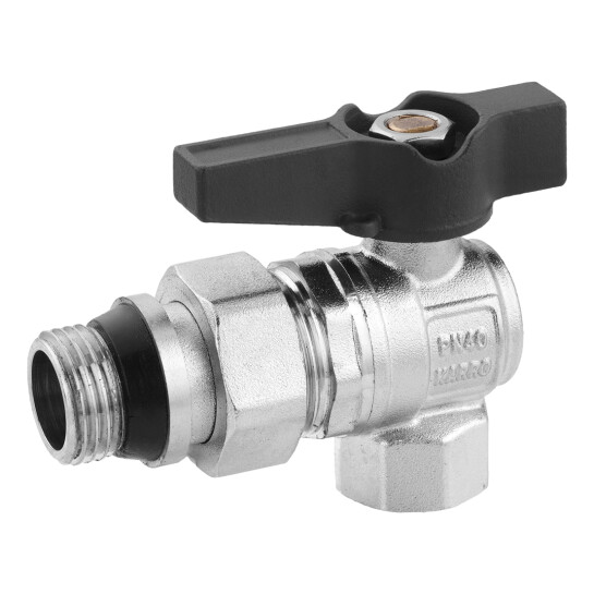 Головне фото - Кран-американка кульовий кутовий з антипротіканням Karro "Uno Black" 1/2" ВЗ PN40 метелик