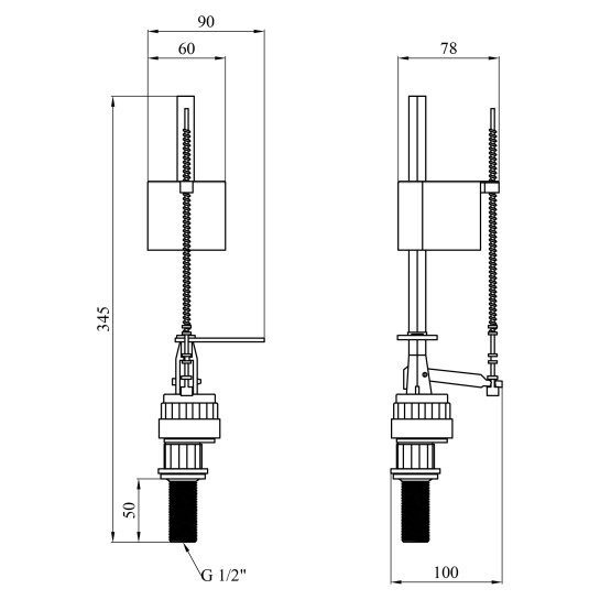 Додаткове фото - Наливний клапан для бачка унітаза NM з нижнім підведенням 1/2"