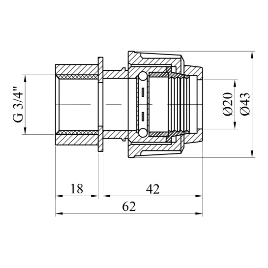 Додаткове фото - Муфта ПЕ SPT 20х3/4" РВ