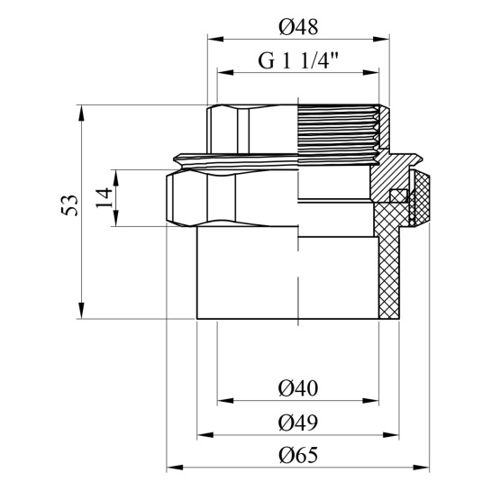 Додаткове фото - Американка PPR GrandiTherm 40х1 1/4" РВ