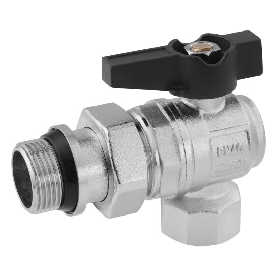 Головне фото - Кран-американка кульовий кутовий з антипротіканням Karro "Uno Black" 3/4" ВЗ PN40 метелик