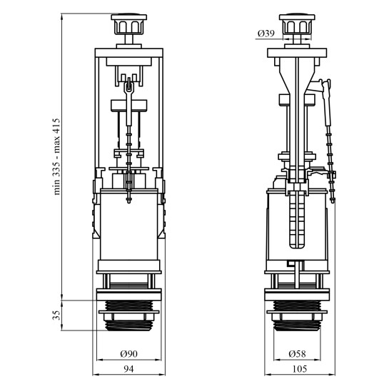 Додаткове фото - Зливний клапан для бачка унітаза NM однорівневий