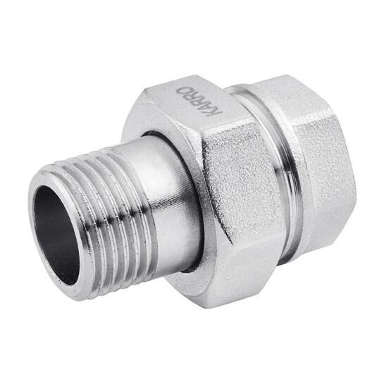 Додаткове фото - Згін-американка пряма Karro 1/2" ВЗ нікельована KR-3102