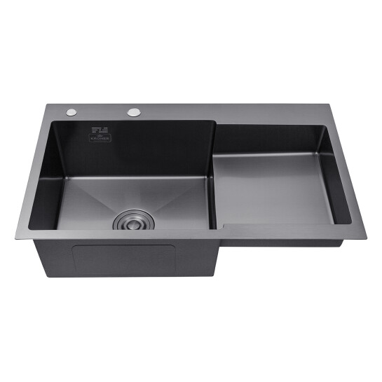 Додаткове фото - Кухонна мийка Kroner KRP Schwarze - 7848LHM PVD (3.0/1.0 мм)