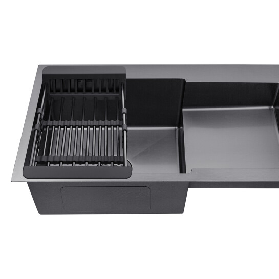 Додаткове фото - Кухонна мийка Kroner KRP Schwarze - 7848LHM PVD (3.0/1.0 мм)