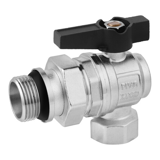 Головне фото - Кран-американка кульовий кутовий з антипротіканням Karro "Uno Black" 1" ВЗ PN40 метелик