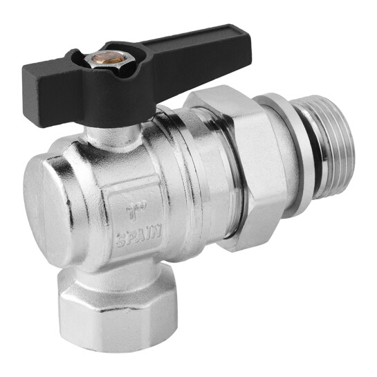 Додаткове фото - Кран-американка кульовий кутовий з антипротіканням Karro "Uno Black" 1" ВЗ PN40 метелик