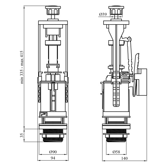 Додаткове фото - Зливний клапан для бачка унітаза NM дворівневий