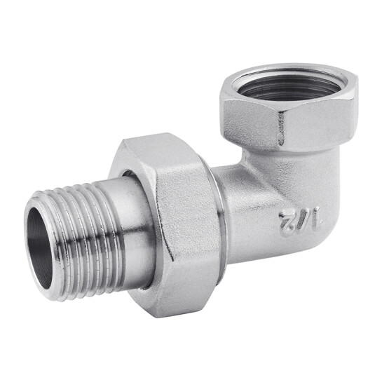 Згони латунні Згін-американка кутова Karro 1/2" ВЗ нікельована KR-3103